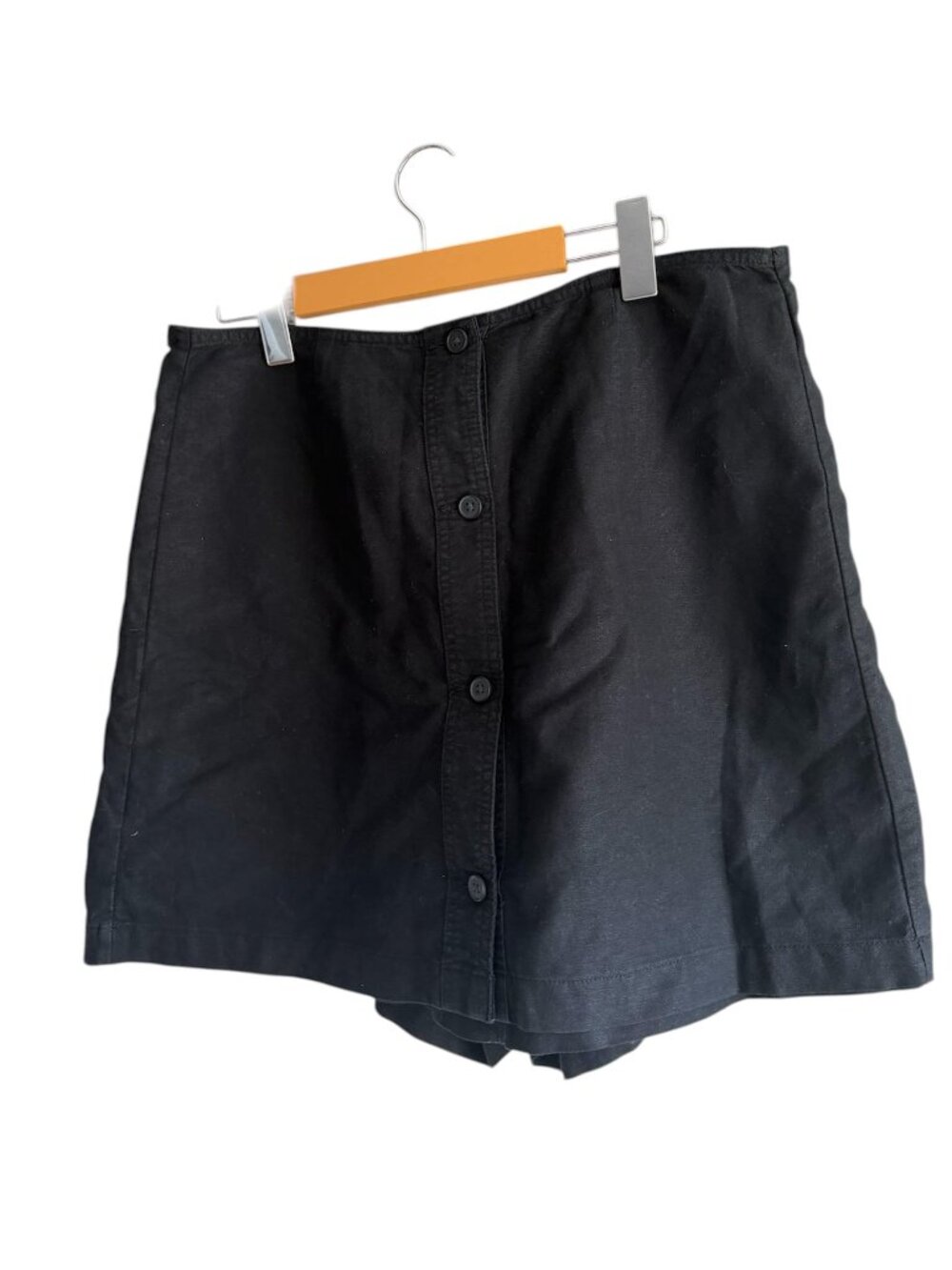 GAP Black Linen Blend Button Front Mini Skort Size 10 Tall - Picture 3 of 9